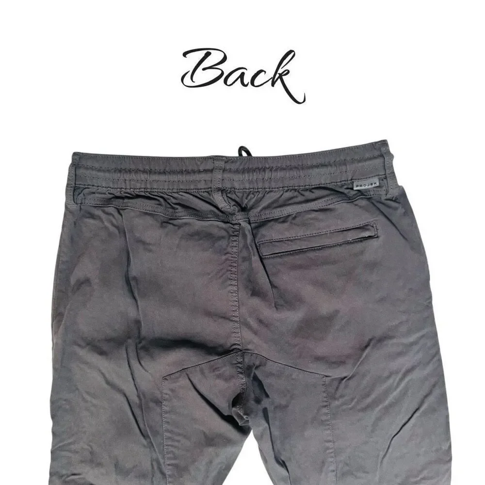 Projek Raw Men's Gray Jogger Pants Slim Fit Elastic Waistband Size Large